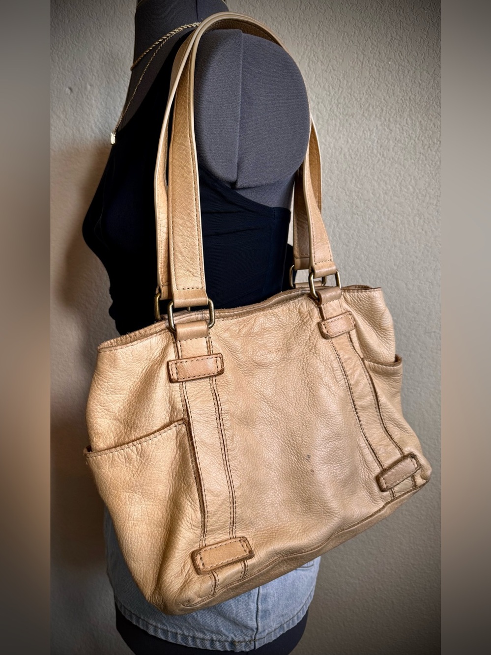 American Leather Co Tan Shoulder Bag Purse Satchel